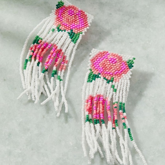 $118⬇️NWT ANTHRO X CASA CLARA floral glass bead 14k gold back earrings